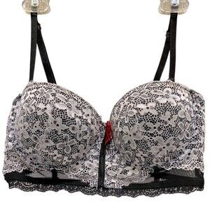 Black Frichsia Padded Lace Pushup Bra-36C